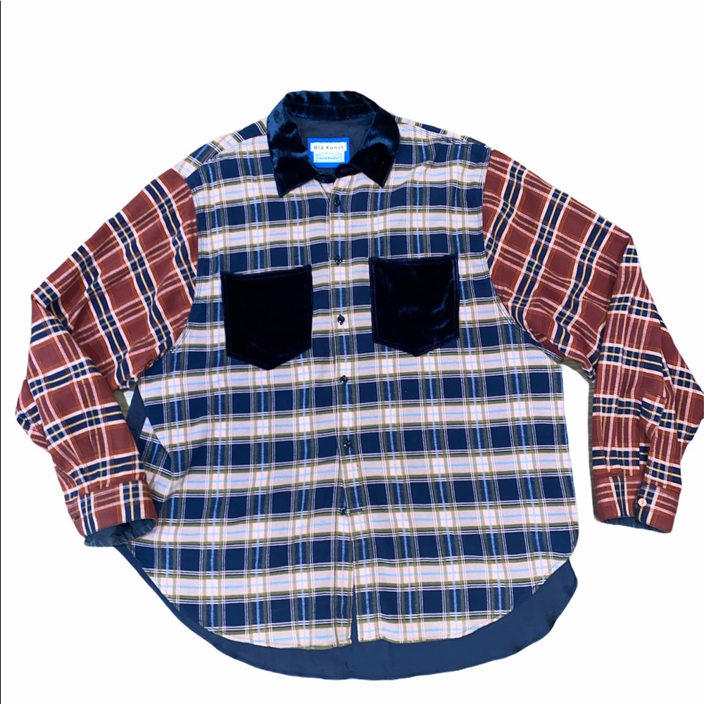 Acne Studios Blå Konst Red/Blue Silk Flannel